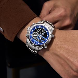 Montre chronographe analogique-numérique de luxe SMAEL 6050, étanche, lumineuse, avec alarme, boîtier/cadran en alliage, bracelet en acier inoxydable - Product Image 6