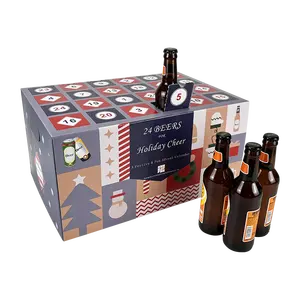 Usine en gros 24 jours bière calendrier de l'avent boîte bouteille boîte à vin emballage Carton vide impression personnalisée calendrier de l'avent bière