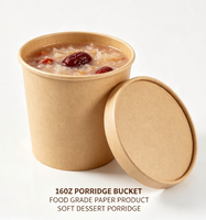 Bols jetables en papier kraft à paroi simple, recyclables, anti-fuite, pour porridge et soupes, emballage personnalisé pour congee chaud à emporter