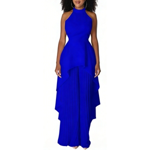 ชุดลำลองผู้หญิง เสื้อแขนกุดเปิดหลังทรงเอ ซิมเมทริกซ์ กางเกงขายาวจีบพลีท ชุดเซ็ต 2 ชิ้น แฟชั่น - Product Image 6