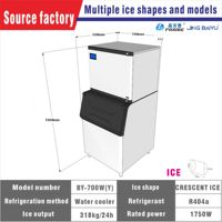 Machine à glaçons commerciale à refroidissement par eau de 318 kg, haute capacité, automatique, pour glaçons en forme de croissant, en acier inoxydable, pour bar à thé