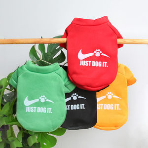 Pet Dog Clothes Fleece Lined Crew Neck Sweatshirt With Letter Print For Cats And Dogs Red Green Yellow Black - Product Image 1