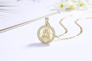 ขายส่งเครื่องประดับแฟชั่น สร้อยคอทองเหลืองชุบทอง 18K ประดับเพชรซิคอน 3A ลายศาสนา สำหรับผู้หญิงและผู้ชาย - Product Image 4