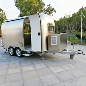 รถเข็นอาหารสแตนเลสแบบมีกระจก 4 ล้อ สำหรับบริการจัดเลี้ยง ขนมขบเคี้ยว รถพ่วงอาหารอเนกประสงค์ สำหรับจุดชมวิว งานแสดงสินค้า - Product Image 1