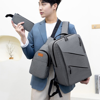 Sac à dos scolaire classique personnalisé avec logo, ensemble de 3 pièces : sac à dos, sacoche pour ordinateur portable et sac de poitrine