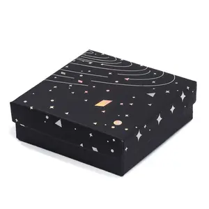 New Packing Box Silver Star Print Earrings Ring Necklace Bracelet Paper Jewelry Box with Sponge Lining