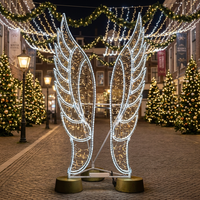 IP65 Su Geçirmez 3D LED Melek Kanatları Heykeli İnteraktif Fotoğraf Prop'u Dış Mekan Motifi Noel Işık Gösterisi Ticari Dekorasyon