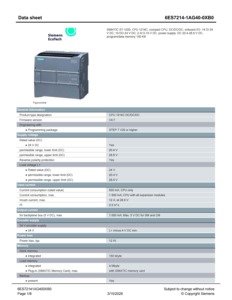 Controlador PLC Siemens 6ES7214-1AG40-0XB0 CPU 1214C 14DI/10DO/2AI PROFINET Nuevo en Stock - Product Image 4