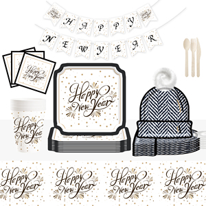 <b>Square</b> Hat Shape Party Supplies <b>Set</b> Disposable Dinnerware Party Tablewares <b>Set</b> Paper Napkins Cups <b>Plates</b> Happy New Year Decor - Product Image 3