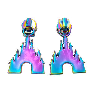 Pull à fermeture éclair en métal château personnalisé #5 extracteur <span class=keywords><strong>de</strong></span> fermeture éclair pour sac en nylon tête coulissante à fermeture éclair arc-en-ciel pour vêtements - Product Image 5