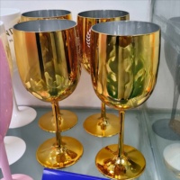 Gobelet à vin incassable en plastique doré de luxe, personnalisé, avec électroplaqué sur mesure pour mariages et fêtes, pour champagne et vin