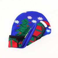 Nouveau Bonnet Lumineux de Noël Bestseller Transfrontalier 100% Acrylique Jacquard Motif Sapin de Noël Renne Boîte Cadeau Bouton