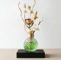 Bouteille diffuseur de parfum décorative en verre, prix de gros, 100 ml, 200 ml, vide, forme ronde avec bouchon à vis en bois pour parfum d'intérieur