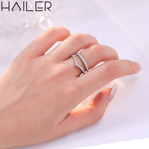 <span class=keywords><strong>Set</strong></span> di Anelli Impilabili all'Ingrosso per Donna, in Argento 925 con Moissanite, per Matrimonio e Fidanzamento, Anello a Mezza Eternità - Product Image 4