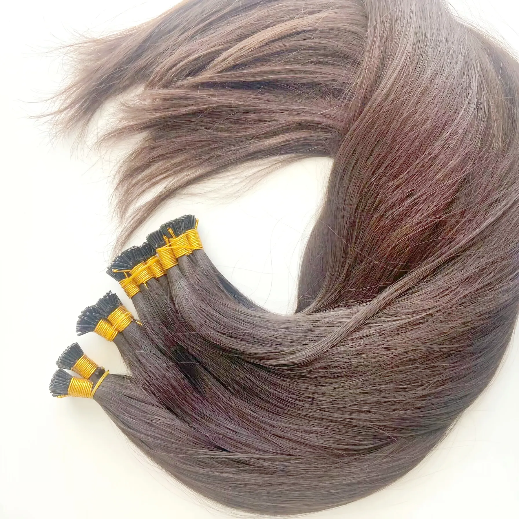 Nature Straight I Tip Keratin Human Hair Extensions flat Tip Russian Remy Hair Extension Nail tip Pre Bonded hair