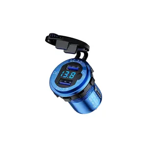 12V/24V Waterdichte Dual QC3.0 Usb Car Charger Socket Met Led Digitale Voltmeter En On-Off schakelaar