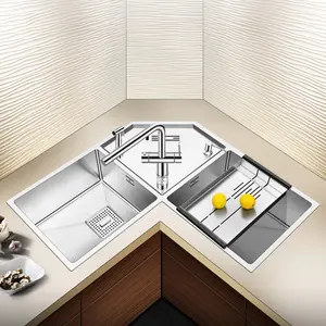 Fregaderd Corner sink double slot corner multi-function stainless steel sink sink with knife holder