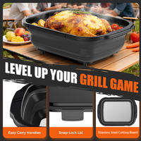 Planche à découper pliable grande taille (18L) noire KITCHENCARE, prix usine, bac de préparation pour repas et aliments, idéal pour le barbecue