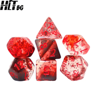 Ensemble de dés DND transparents violet, bleu, vert, rouge, 16 mm, 7 pièces, dés polyédriques en acrylique à coins arrondis, dés de jeu de société personnalisés, vente en gros