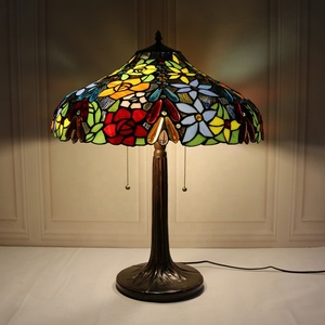 LongHuiJing Tiffany-Style 2-<b>Light</b> Flower Table Lamp with 20" Lampshade tiffany Stand Lamp Restaurant - Product Image 2