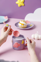 Tasse nuage à café en céramique avec cuillère tasse 3D en forme de gâteau avec logo