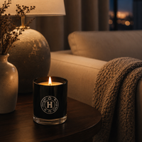 Pot de bougie parfumée en verre noir brillant avec impression de logo personnalisé et boîte cadeau, vente en gros OEM ODM, aromathérapie, parfum d'ambiance, cadeau