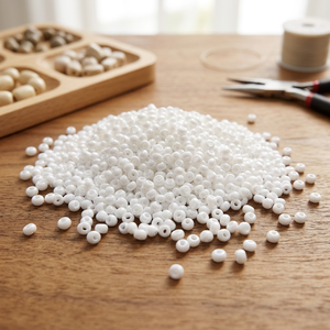 Jaunty 8'0 Round White Glass <b>Seed</b> Beads Bulk <b>Pack</b> for Jewelry Making - Product Image 2
