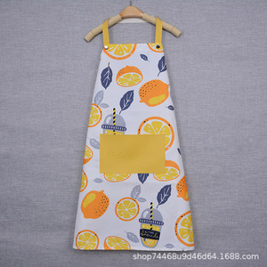 Waterproof Oil Proof <b>Kitchen</b> <b>Apron</b> Fruit Pattern Blue Cat Yellow Lemon Daily Use Cooking <b>Apron</b> - Product Image 5