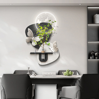 Fleurs modernes plantes hydroponiques grès tissu Art décor peinture Restaurant fond mur brillant peinture LED