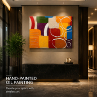 Peinture à l'huile abstraite colorée peinte à la main, art mural géométrique moderne, toile texturée, œuvre d'art contemporaine, décoration intérieure