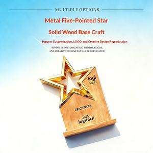 Nuovo Trofeo Scultura a Stella a Cinque Punte in Metallo 2026, Medaglia in <span class=keywords><strong>Legno</strong></span> Personalizzata Creativa per Riunioni Annuali, Commemorativa per Team Eccellenti - Product Image 2