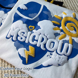 High Quality 100% Cotton 200g Heavyweight Oversized <b>Men's</b> Streetwear T-Shirt with Custom 3D Foam for Letter Logo - Product Image 2