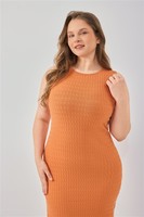 Robe midi sans manches en tricot torsadé texturé pour femme, col rond, fente latérale, idéale pour le bureau, les sorties, la plage et les vacances