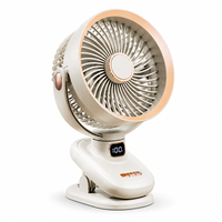 Petit ventilateur oscillant automatique rechargeable par USB, avec lumière LED, longue durée de vie de la batterie, pour bureau et dortoir