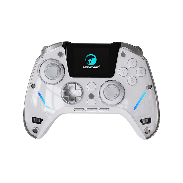 Honcam PC Controller Interactive Screen Wireless Controller 1800mAH Hall Effect Joystick Trigger RGB Light for PC Switch PS4