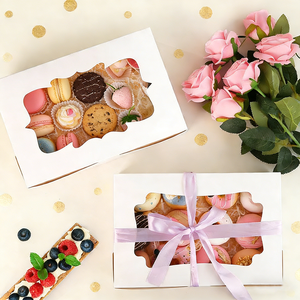 Boîtes en papier décorées de rubans en gros, boîtes en papier pour desserts avec fenêtre, pour les fêtes d'enfants, les cadeaux, l'emballage de beignets et de macarons - Product Image 5