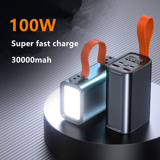 M3 30000mah 100W PD Super Fast Recharge 5V 3A /9V 3A/ 12V 3A /20V 5A Portable Power Bank for Phone with LED Torch Function