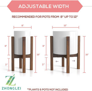 Support de plante en bois du milieu du siècle, réglable, moderne, pour plantes d'intérieur, pot de fleurs adapté aux pots de taille moyenne à grande, tailles 8, 9, 10, 11, 12 pouces - Product Image 4