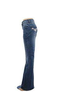 Pantalon en <span class=keywords><strong>jean</strong></span> <span class=keywords><strong>femme</strong></span> bleu clair <span class=keywords><strong>avec</strong></span> broderie florale sur les poches arrière - Product Image 6