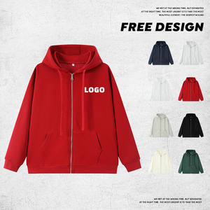 Sweat à capuche unisexe avec logo personnalisé, fermeture éclair intégrale, couleur unie, poche kangourou - Product Image 6