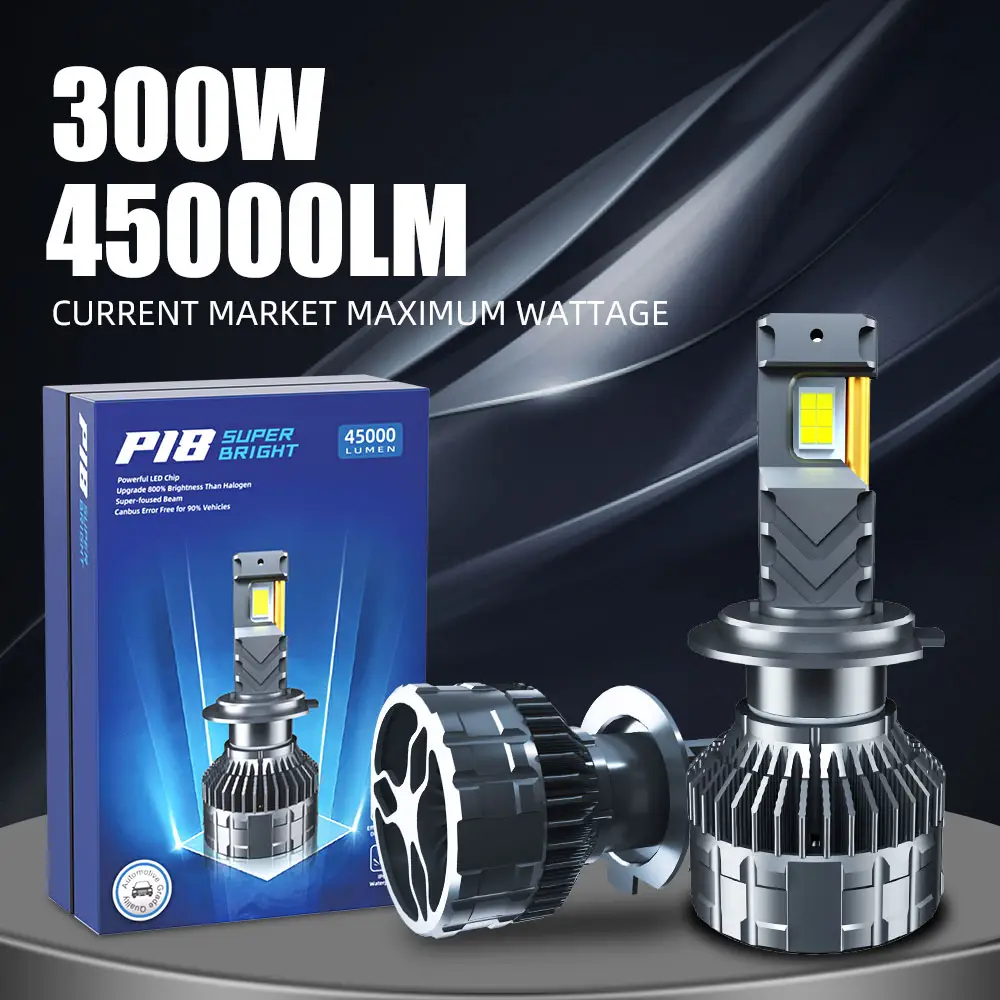 45000LM หลอดไฟ LED 300W สำหรับรถยนต์ไฟหน้า9005 H7หลอดไฟ LED สว่างเป็นพิเศษดีไซน์ไม่เหมือนใคร