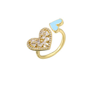 <span class=keywords><strong>DIBI</strong></span> Trendy Micro-Inlaid Zircon ajustable gota de aceite melocotón corazón anillo abierto joyería de cobre para mujer - Product Image 4