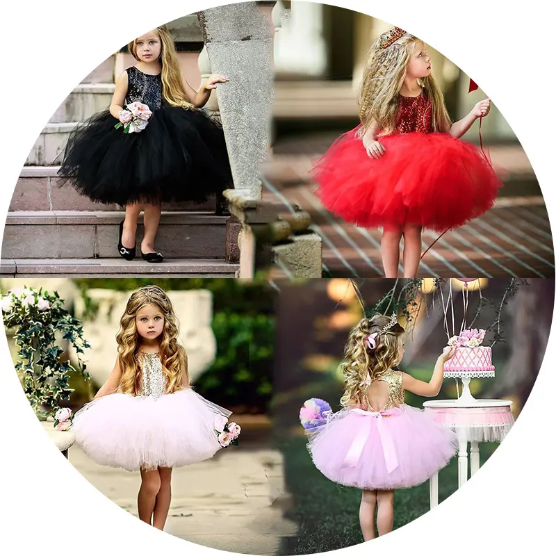 Baby Sequin Princess Wedding Fashion Dress Children Girl Lace Sequined Skirt Clothes Kids Sequins Tutu Party Frock Girls Dresses