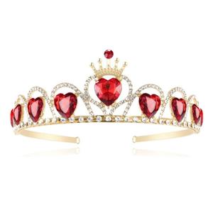 Coeur rouge diadème strass couronne coiffure reine des coeurs couronne en or pour filles mariage saint valentin fête des mères - Product Image 6
