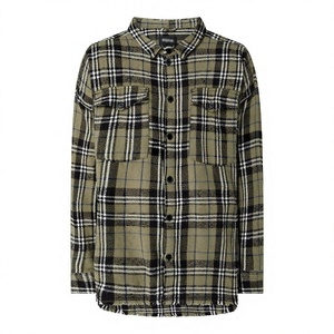 OEM/ODM High Quality Men's 100% Wool Plaid Check <b>Flannel</b> Shirt Boy Checked Casual Vintage <b>Jacket</b> Anti-Wrinkle Custom Button - Product Image 1