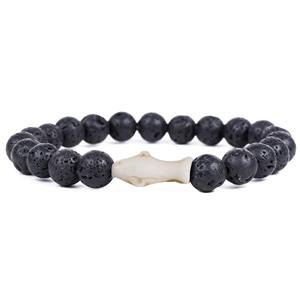 Bracelet diffuseur d'huile essentielle de lave en pierre naturelle extensible de 8mm fait à la main Bracelet de sauvetage de requin femmes hommes enfants bijoux de plage - Product Image 1