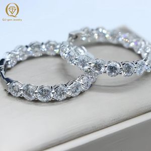 ต่างหูห่วงเพชรเต็มวง รุ่นหรูหรา ทองคำขาว 14K เพชรทรงกลม สี DE ความสะอาด VS-VVS เพชรเลี้ยงในห้องปฏิบัติการ สั่งทำพิเศษเพื่อเป็นของขวัญ - Product Image 1