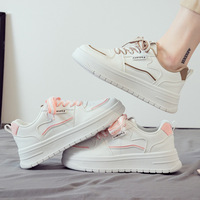 Nouvelles baskets blanches pour femmes, design tendance, semelle épaisse, chaussures décontractées à bout peu profond pour la marche