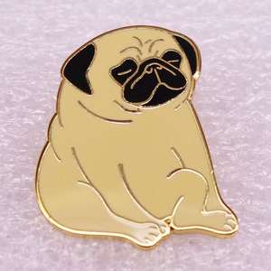 Adorable broche carlin mignon imprimé UV épingle à chien froissé noir Nickel bijoux amoureux des animaux pour les propriétaires d'animaux Kawaii mode coulée - Product Image 1