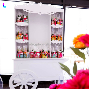 LEDA Event Party Decor & Supplies Princess-style <b>White</b> <b>Acrylic</b> Flower Stand Trolley With Wheels - Product Image 2